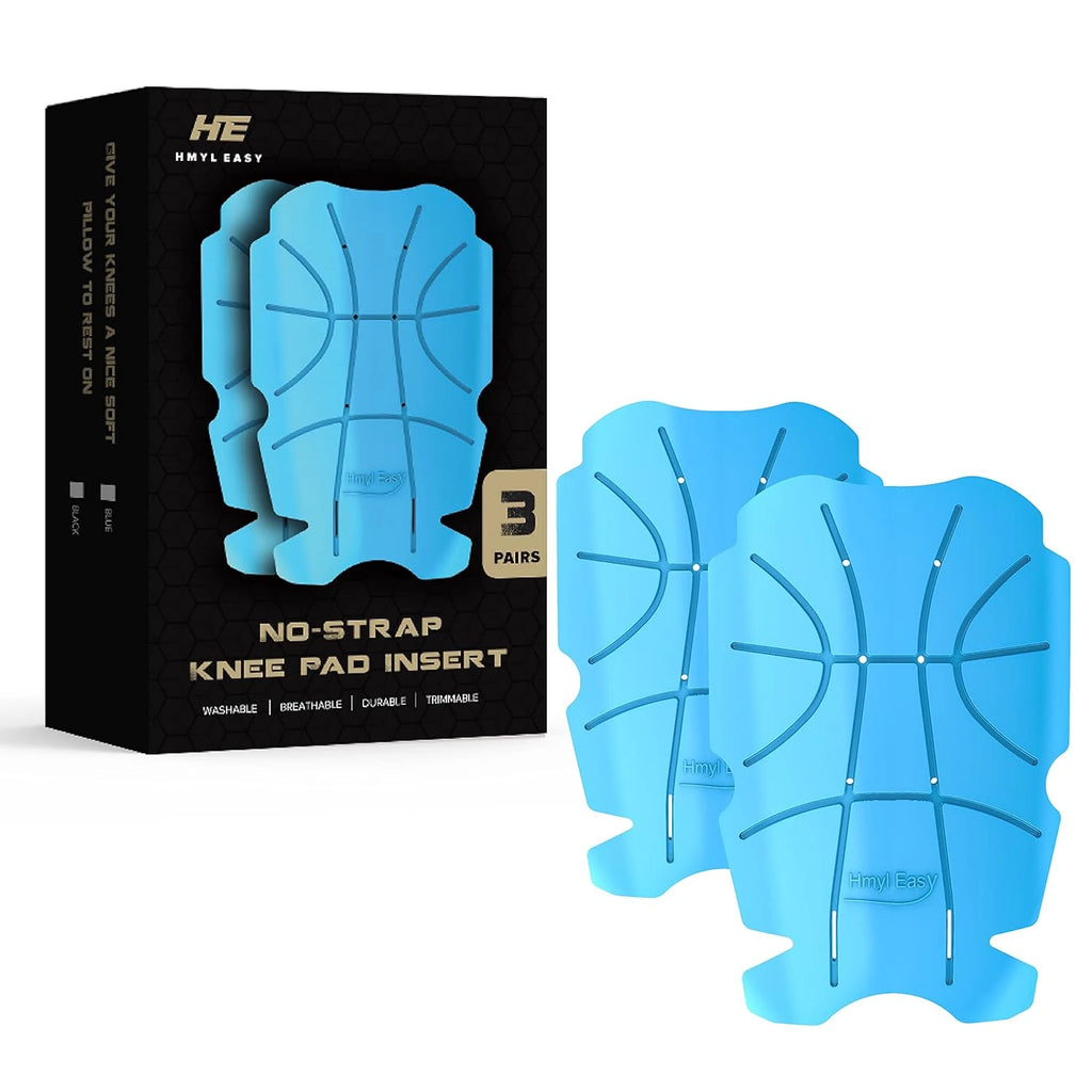 HE-1003-B3 Hmyl Easy Breathable No Strap Knee Pad Insert for Work Pants/Bibs, Uniforms, and Tactical Pants, Heavy Duty Pocket Knee Pads for Construction, Flooring, Gardening, and Garage, 11.5''×7.9''×0.45'', Blue 3 Pairs image 1