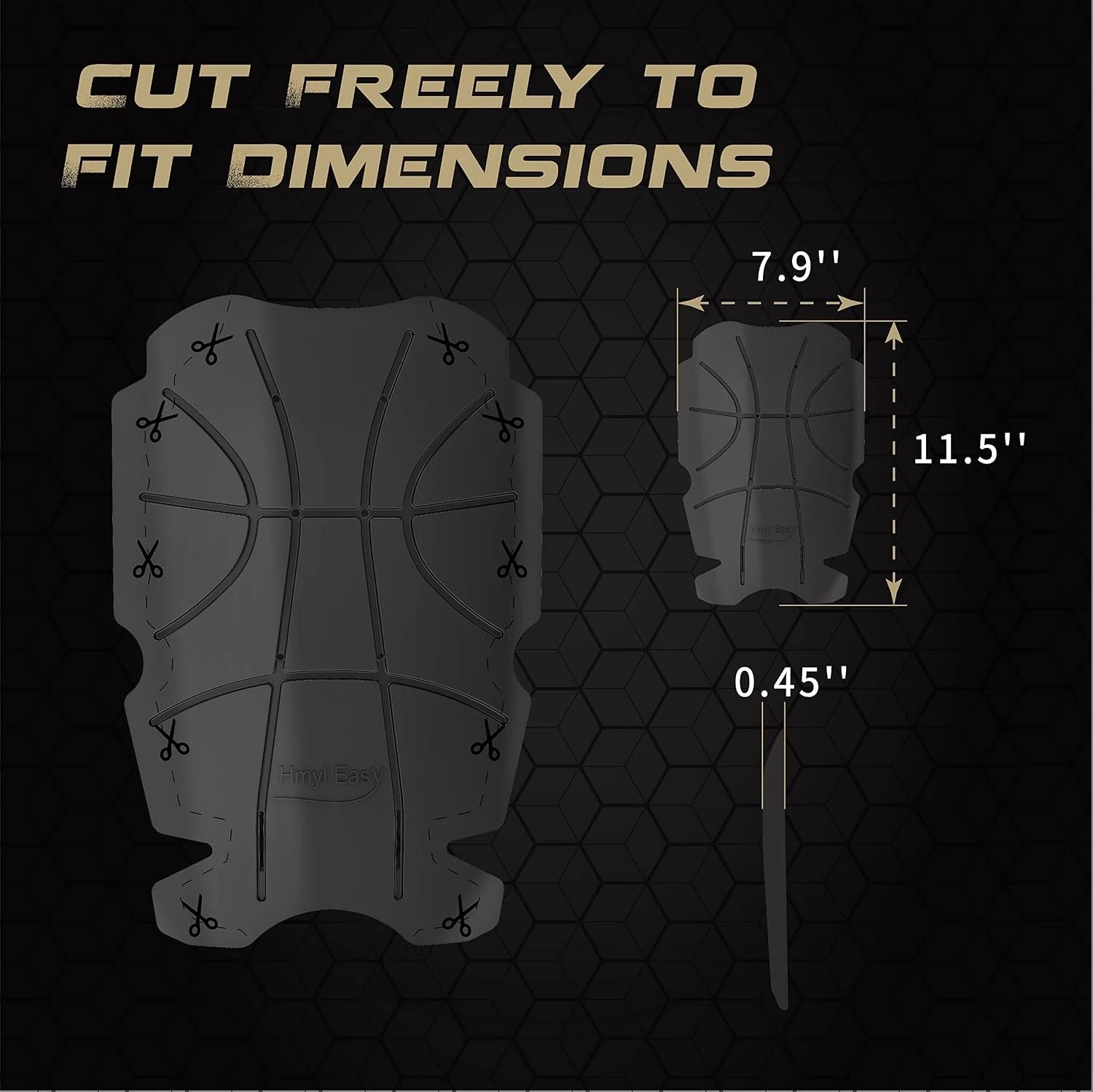 HE-1003-K1 Hmyl Easy Knee Pad Inserts for Work Pants/Bibs, Uniforms, and Tactical Pants, Breathable Knee Pads Inserts for Construction, Flooring, Gardening and Garage, Black, 11.5''×7.9''×0.45'' 1 Pair image 3