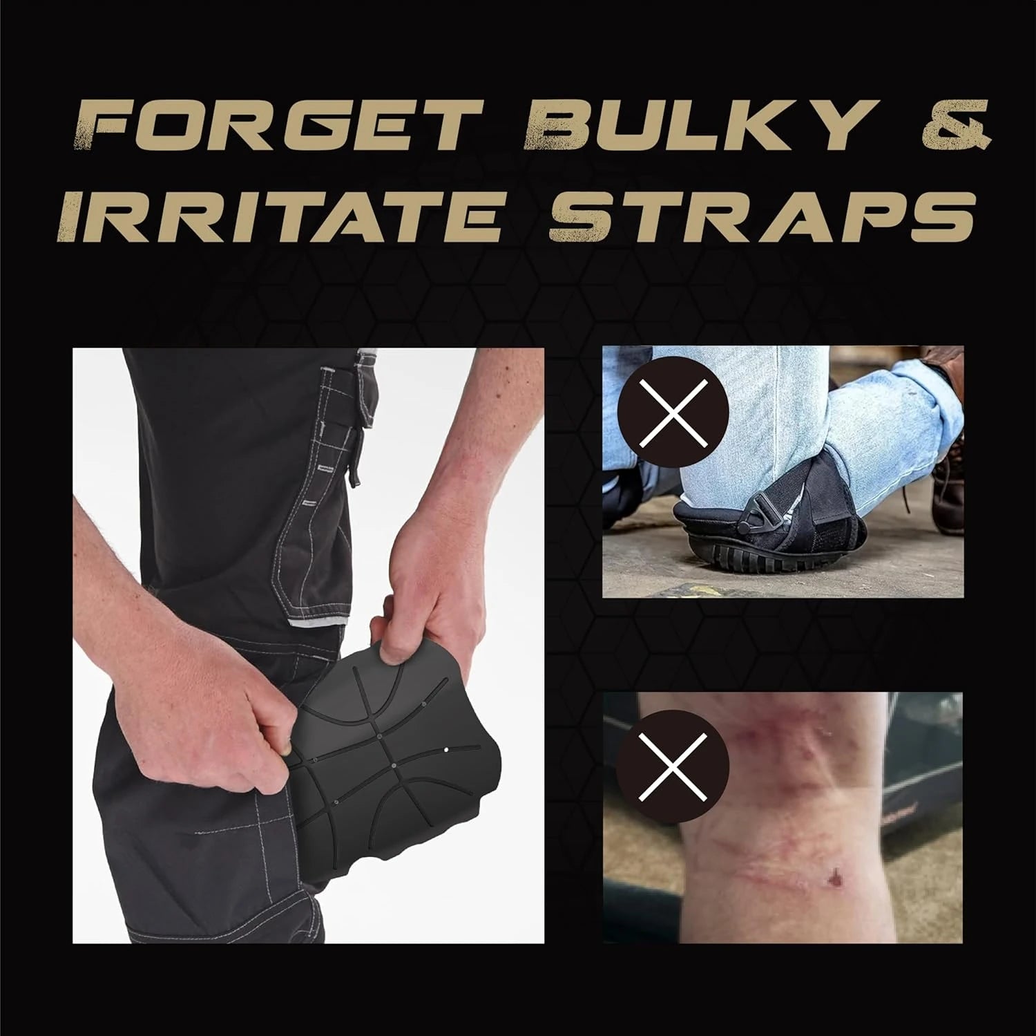 HE-1003-K1 Hmyl Easy Knee Pad Inserts for Work Pants/Bibs, Uniforms, and Tactical Pants, Breathable Knee Pads Inserts for Construction, Flooring, Gardening and Garage, Black, 11.5''×7.9''×0.45'' 1 Pair image 5
