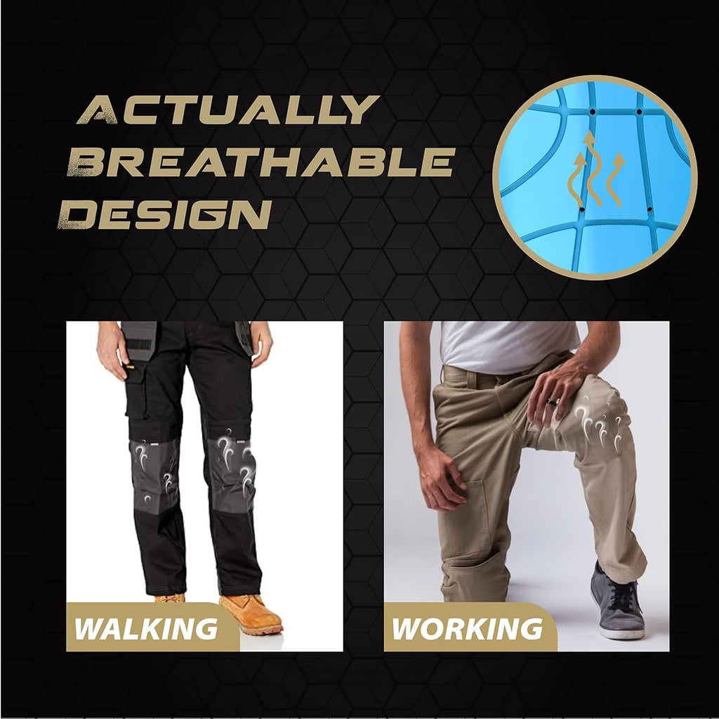 HE-1003-OB1 Hmyl Easy Breathable Pocket Knee Pad Insert for Work Pants/Bibs, Uniforms, and Tactical Pants, Men’s Heavy Duty Pocket Knee Pads for Construction, Flooring, and Garage, 11.5''×7.9''×0.45'', Blue image 4