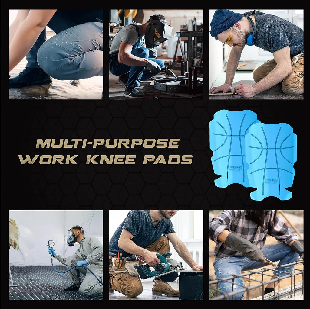 HE-1003-OB3 Hmyl Easy Breathable No Strap Knee Pad Insert for Work Pants/Bibs, Uniforms, and Tactical Pants, Heavy Duty Pocket Knee Pads for Construction, Flooring, Gardening, and Garage, 11.5''×7.9''×0.45'', Blue 3 Pairs image 8