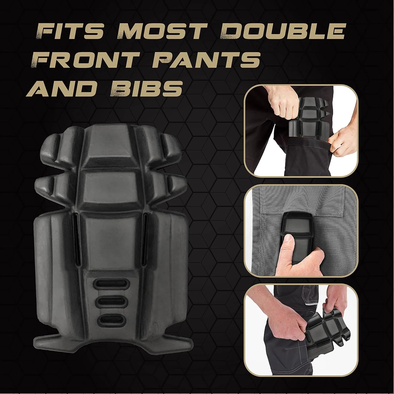 HE-1003-OK1 Hmyl Easy Knee Pad Inserts for Work Pants, Uniforms, and Tactical Pants, Breathable Knee Pad Inserts for Garden, Construction, Floor, Cleang, and Garage 9.3''×6.5''×1'', Black image 2