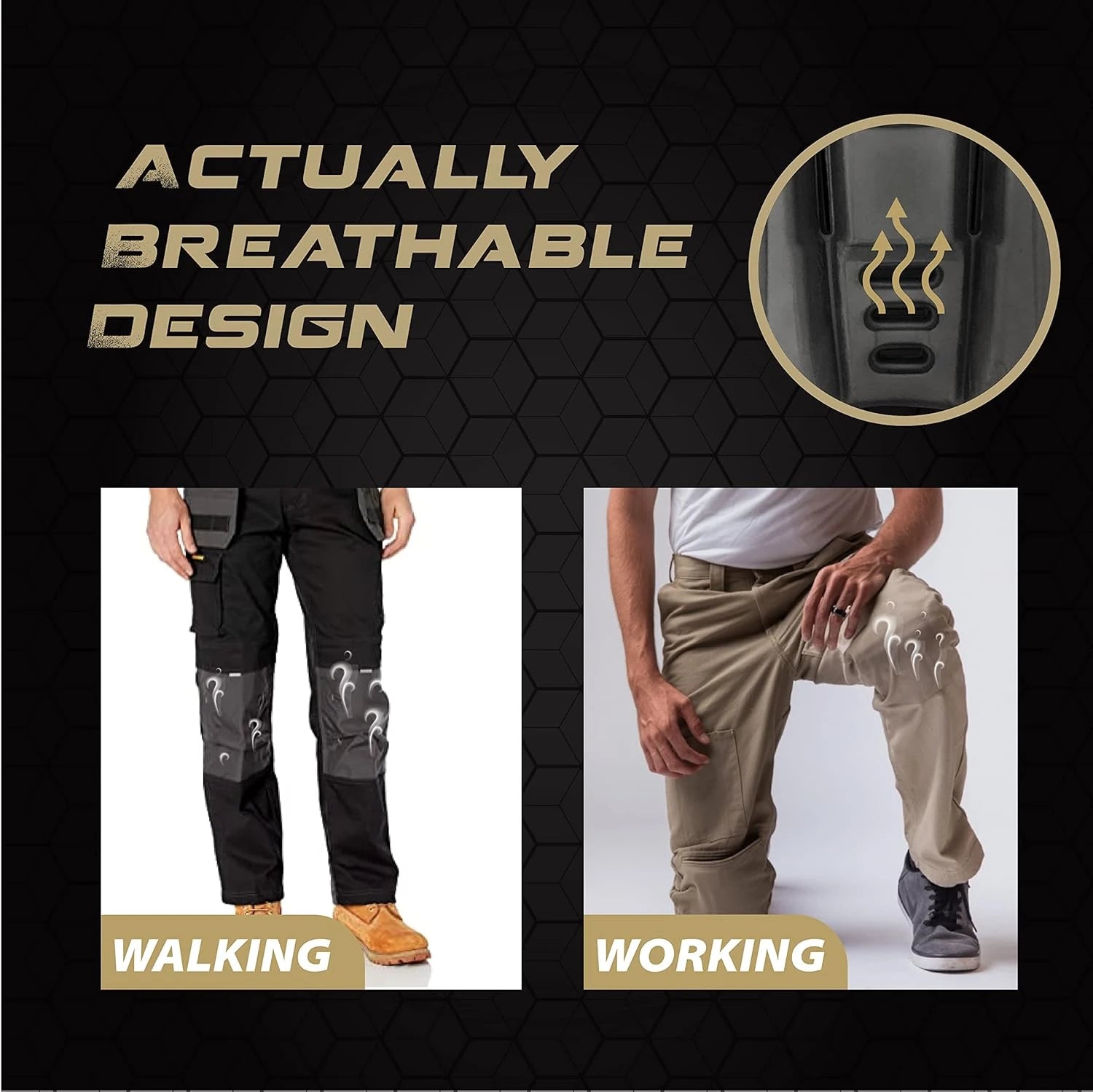 HE-1003-OK1 Hmyl Easy Knee Pad Inserts for Work Pants, Uniforms, and Tactical Pants, Breathable Knee Pad Inserts for Garden, Construction, Floor, Cleang, and Garage 9.3''×6.5''×1'', Black image 3