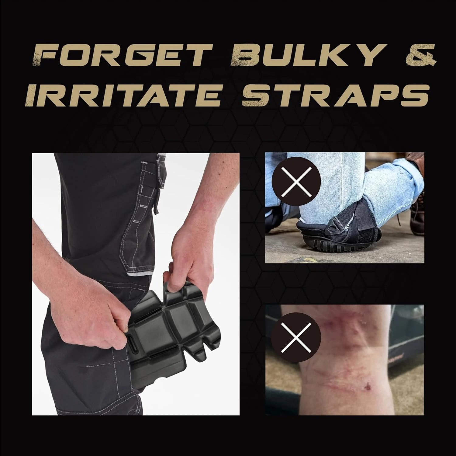 HE-1003-OK3 Hmyl Easy Knee Pad Insert for Work Pants, Uniforms, and Tactical Pants, Breathable Knee Pad Inserts for Gardening, Construction, Flooring, Cleaning, and Garage, 9.3''×6.5''×1'', Black, 3 Pairs image 5