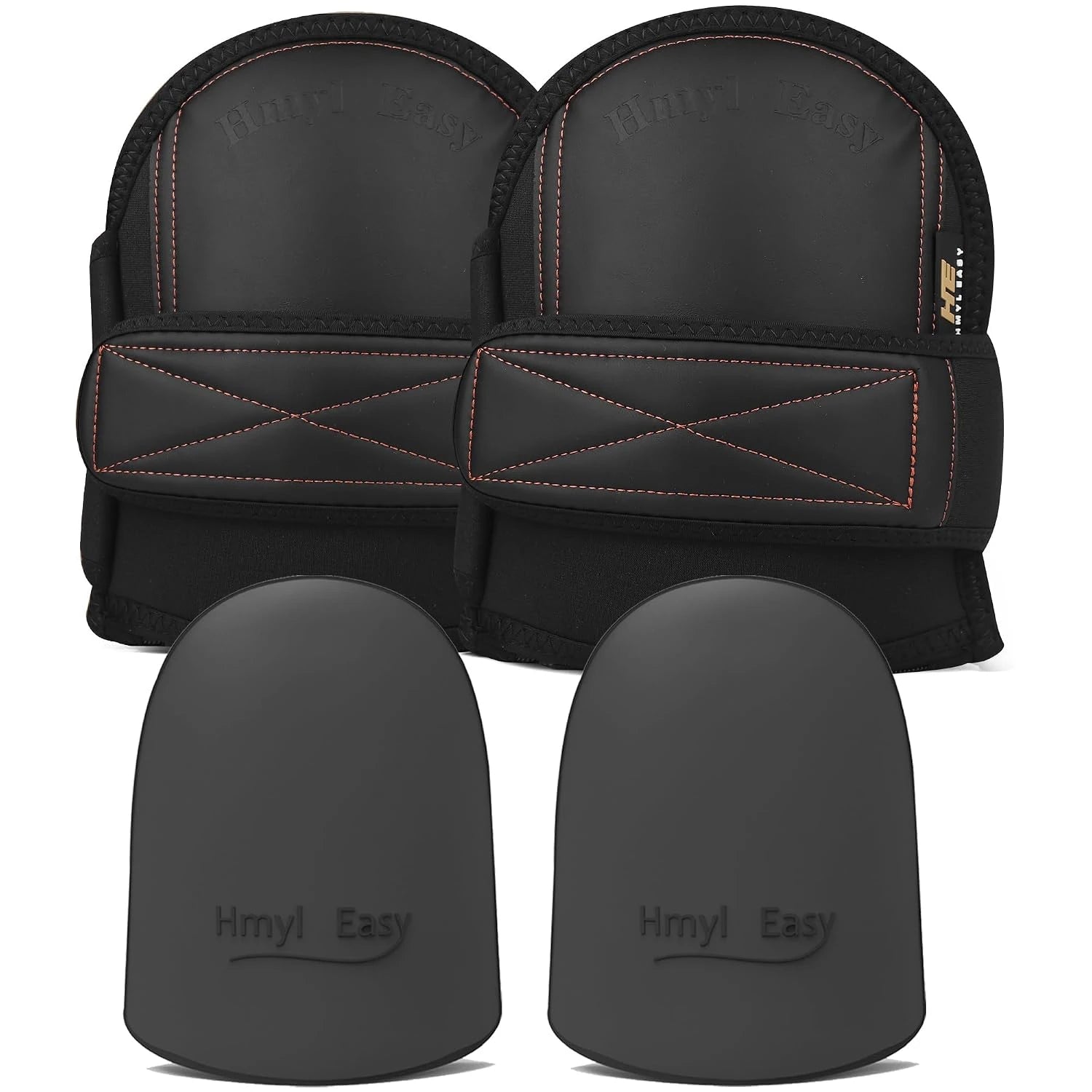 HM-1001-NKR1 Hmyl Easy Super Soft Leather Knee Pads for Work With Extra Pair of Liners, Shorts Available, Replaceable Inner Cushion Knee Pads for Construction, Garden, Clean, Floor and Garage – Black image 1